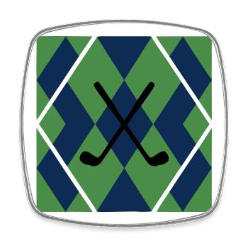 Clubs de golf Modèle Argyle Clubs de golf masculins - Magnet carré - blanc - Devant