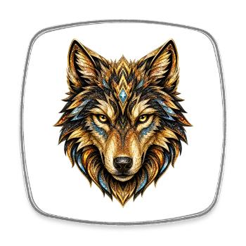 Mosaïque du Loup d’Or - Magnet carré - blanc - Devant