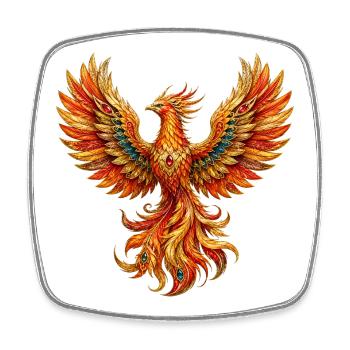 Goldphoenix Flame Flight - Square fridge magnet - white - Front