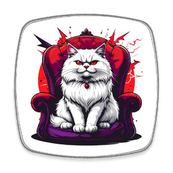 Katze auf Stuhl Gothic Stil - Viereckiger Kühlschrankmagnet - Weiß - Vorne