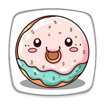Cute donut with face - Square fridge magnet - white - Front