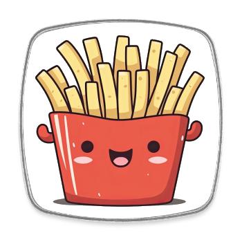 Dessin animé de Merry Fries - Magnet carré - blanc - Devant