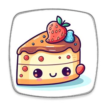 Kawaii Kuchen mit Früchten - Viereckiger Kühlschrankmagnet - Weiß - Vorne