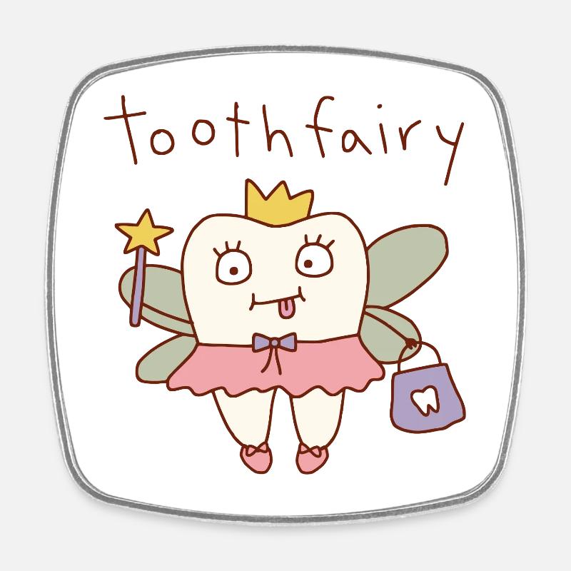 Tooth Fairy Cute Pun - Square fridge magnet - white