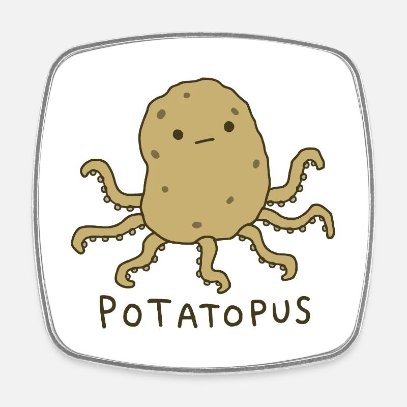 Potatopus: Cute Potato Octopus - Square fridge magnet - white