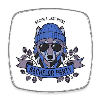 Wolf Bier Junggesellenabschieds Party Design  - Viereckiger Kühlschrankmagnet - Weiß - Vorne