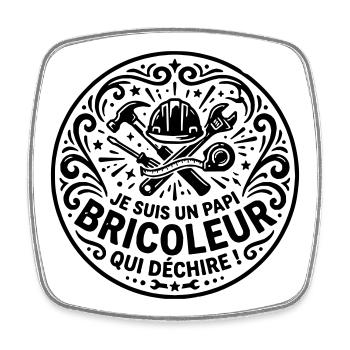 Je suis un papi bricoleur qui déchire  - Magnet carré - blanc - Devant