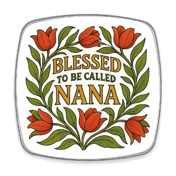 Nana Floral Circle - Square fridge magnet - white - Front