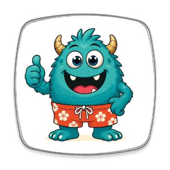 Monstre en maillot de bain - Magnet carré - blanc - Devant