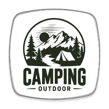 Camping Aventure en plein air en montagne - Magnet carré - blanc - Devant