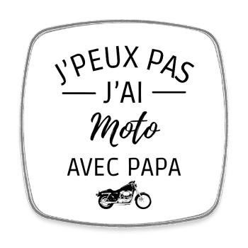 je peux pas j'ai moto avec papa - Magnet carré - blanc - Devant