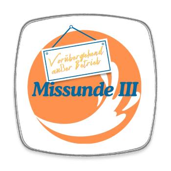 Missunde III – Vorübergehend außer Betrieb, orange - Viereckiger Kühlschrankmagnet - Weiß - Vorne