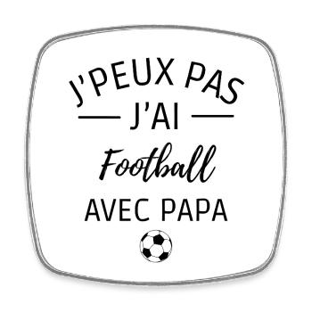 je peux pas j'ai football avec papa - Magnet carré - blanc - Devant