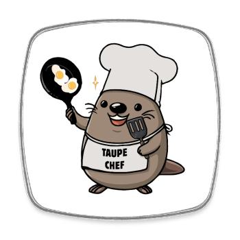TAUPE CHEF ! - humour cuisine et animal drôle - Magnet carré - blanc - Devant