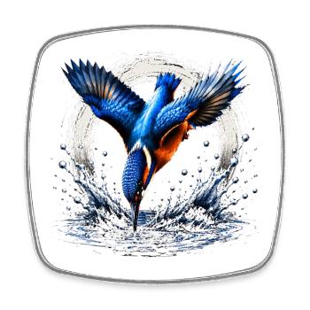 Conception de l’oiseau de pêche Kingfisher - Magnet carré - blanc - Devant