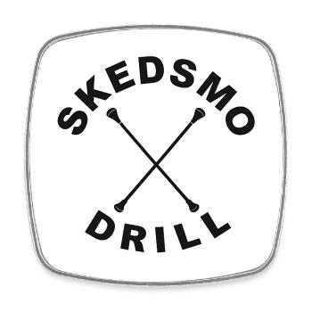 Skedsmo Drill gekreuzte Bohrstangen - Viereckiger Kühlschrankmagnet - Weiß - Vorne