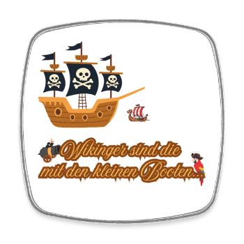 Wikinger Schiff – Piraten Skull Humor - Viereckiger Kühlschrankmagnet - Weiß - Vorne