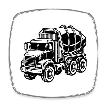 Heavy Cement Truck - Square fridge magnet - white - Front