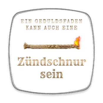 Geduldsfaden als Zündschnur - Viereckiger Kühlschrankmagnet - Weiß - Vorne