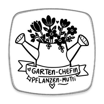 Gießkanne Garten Chefin Pflanzenmutti Gärtnerin - Viereckiger Kühlschrankmagnet - Weiß - Vorne