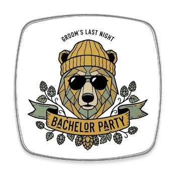 Groom's Last Night Party Bear - Square fridge magnet - white - Front