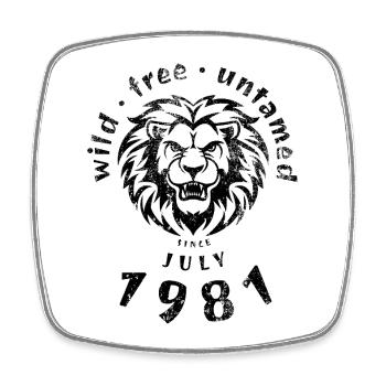 45th birthday Wild, free & untamed since 07/1981 - Square fridge magnet - white - Front