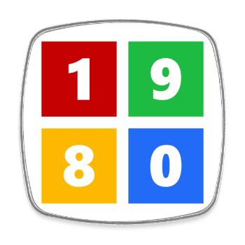 1980 - Square fridge magnet - white - Front