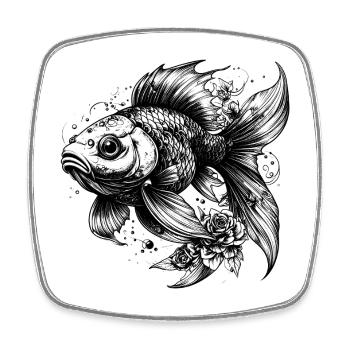 Schwarzweiß Goldfisch  - Viereckiger Kühlschrankmagnet - Weiß - Vorne