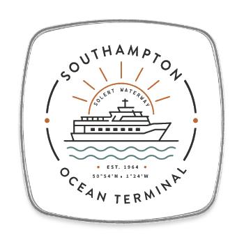 Southampton Ocean Terminal Maritime Badge - Square fridge magnet - white - Front