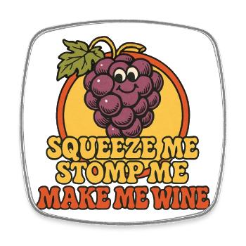 Grape Squeeze Wine Retro Graphic - Square fridge magnet - white - Front