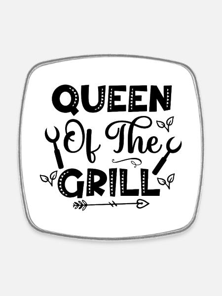 Queen of the Girls Typography - Square fridge magnet - white