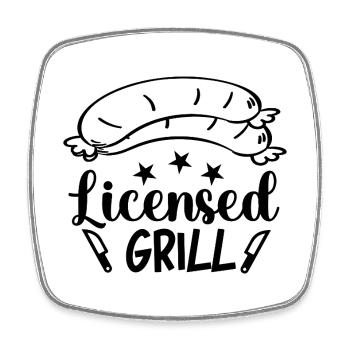 Licensed Grill Calligraphy - Square fridge magnet - white - Front
