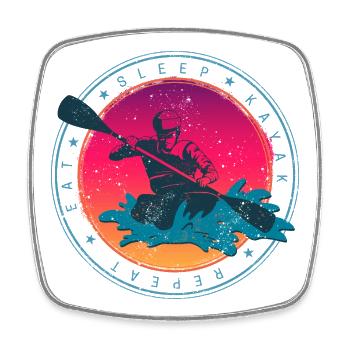 Kajak und Rafting Sonnenuntergang Vintage Design - Viereckiger Kühlschrankmagnet - Weiß - Vorne