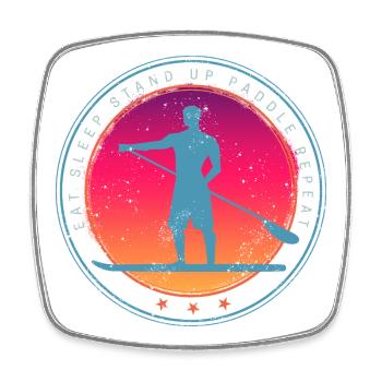 Stand Up Paddle Board Sonnenuntergang Vintage SUP - Viereckiger Kühlschrankmagnet - Weiß - Vorne