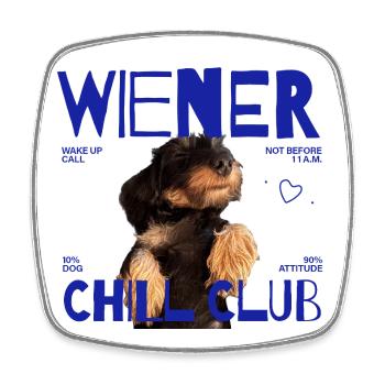 Viennese Chill Club Dachshund T-Shirt - Square fridge magnet - white - Front