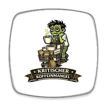 Kritischer Koffeinengel - Viereckiger Kühlschrankmagnet - Weiß - Vorne