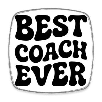 Best Coach ever retro Typography - Square fridge magnet - white - Front