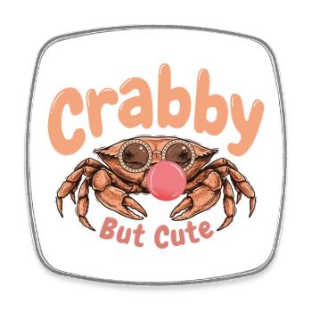 Crabby But Cute Funny Crab Retro Pun - Magnet carré - blanc - Devant