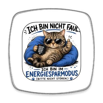 Energiemodus Katze – Nicht Stören - Viereckiger Kühlschrankmagnet - Weiß - Vorne