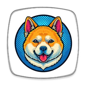 Shiba Inu (portrait/bande dessinée) - Magnet carré - blanc - Devant