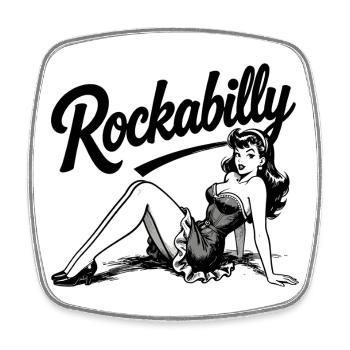 Rockabilly Woman Pin Up Black and White Design - Square fridge magnet - white - Front