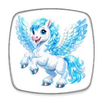 Flying Pegasus horse - Square fridge magnet - white - Front