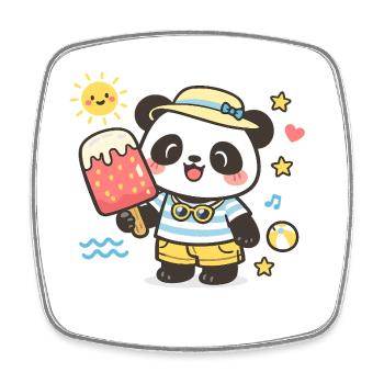 Kawaii Panda Eis am Strand Illustration - Square fridge magnet - white - Front