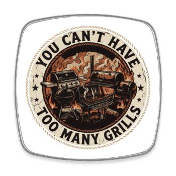 BBQ Humor Dad Grilling Summer Gift - Square fridge magnet - white - Front
