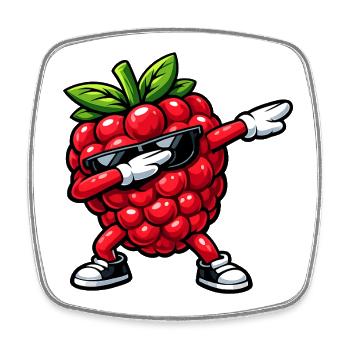 Dabbing Raspberry - Square fridge magnet - white - Front