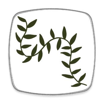 Arching Olive Vines botanical motif - Square fridge magnet - white - Front