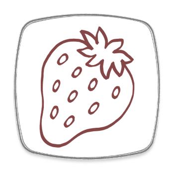 Strawberry Minimal Line Art - Viereckiger Kühlschrankmagnet - Weiß - Vorne