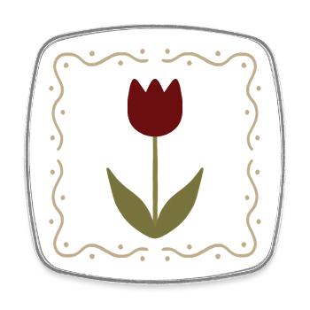Tulipe en silhouette encadrée - Magnet carré - blanc - Devant