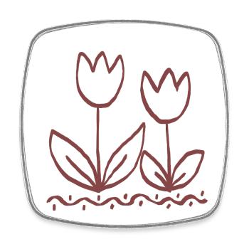 Tulip Line Art Duo - Square fridge magnet - white - Front