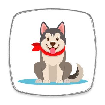 Alaskan-Malamute (Comic) - Viereckiger Kühlschrankmagnet - Weiß - Vorne